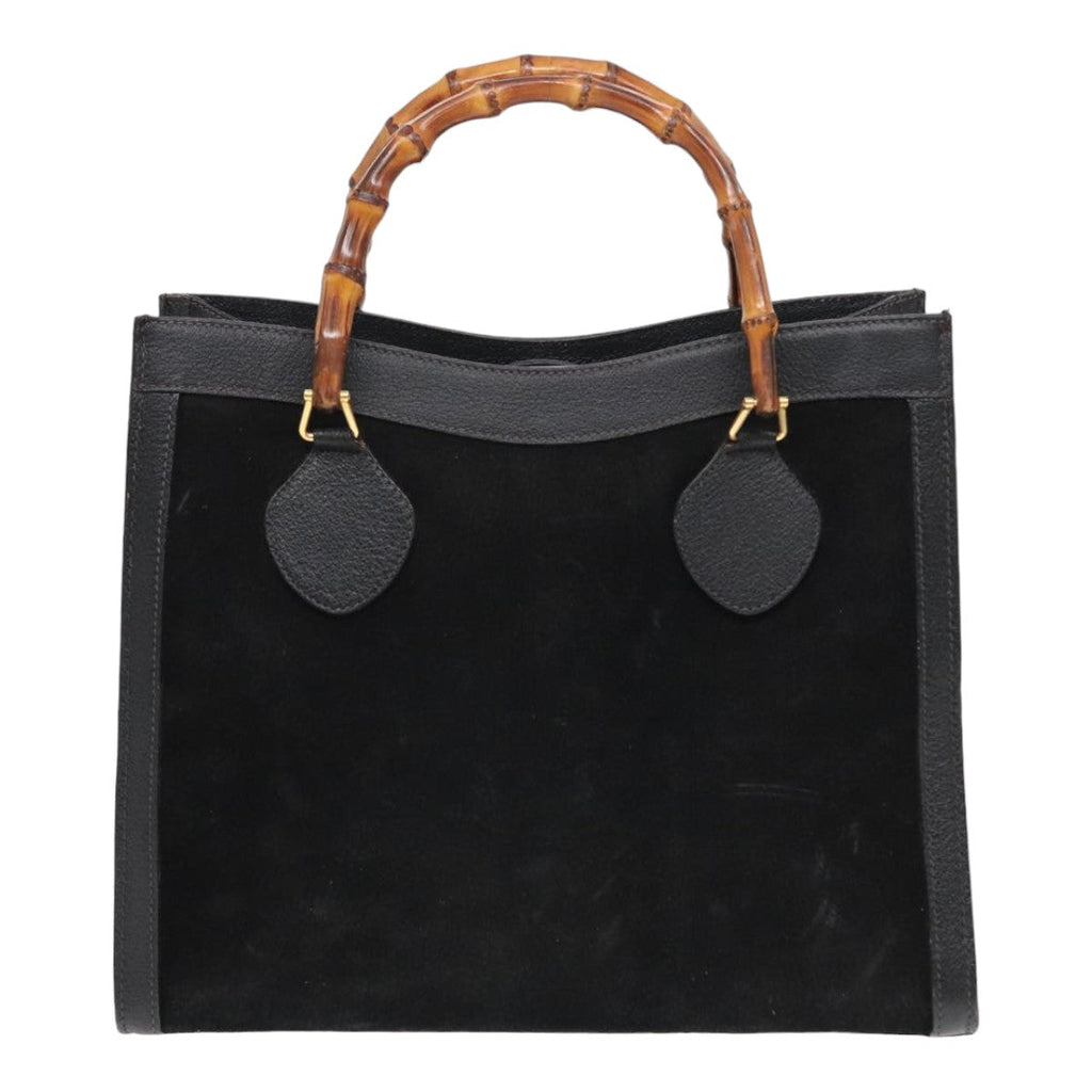 GUCCI Bamboo Hand Bag Suede Black 002 123 0260 bs16481
