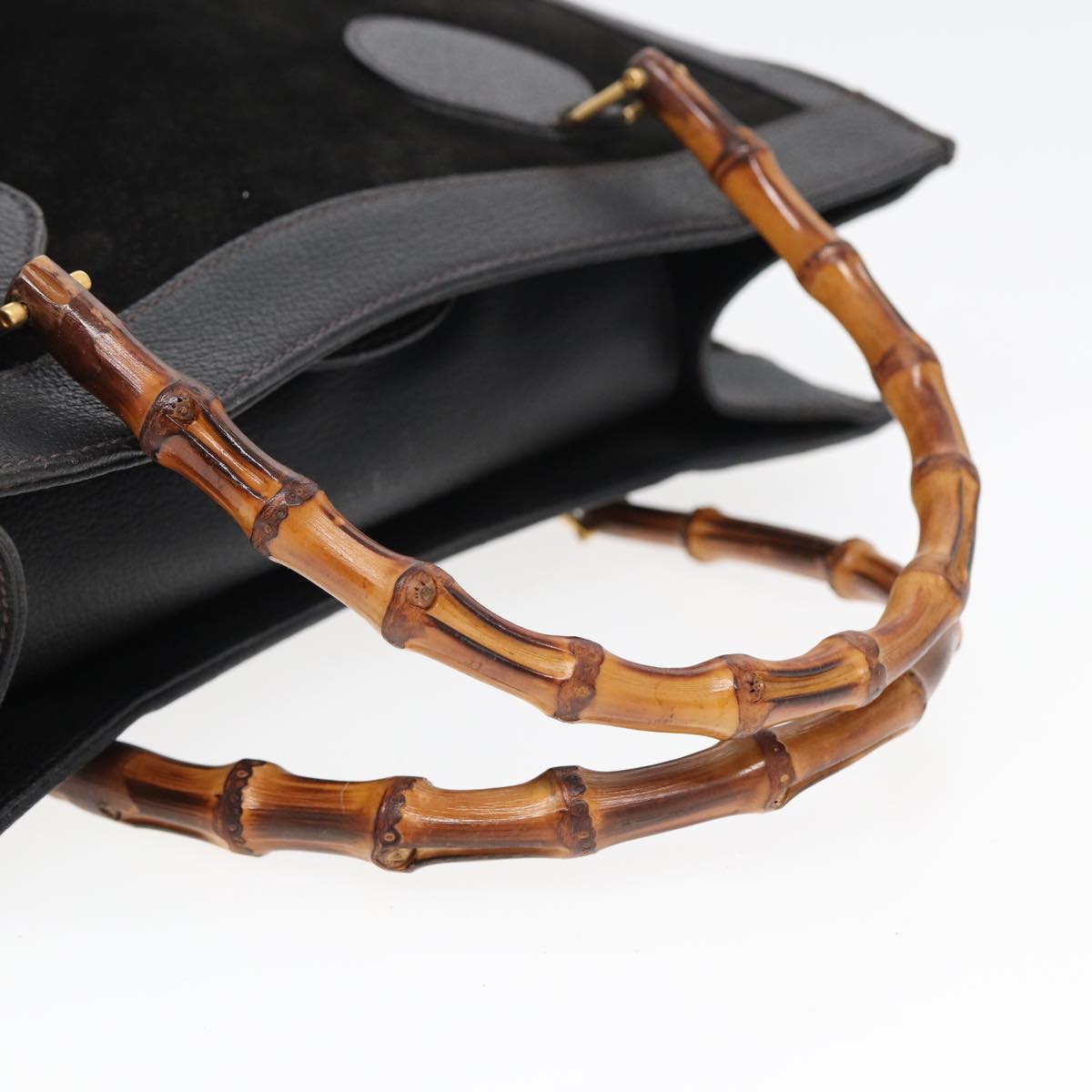 GUCCI Bamboo Hand Bag Suede Black 002 123 0260 bs16481