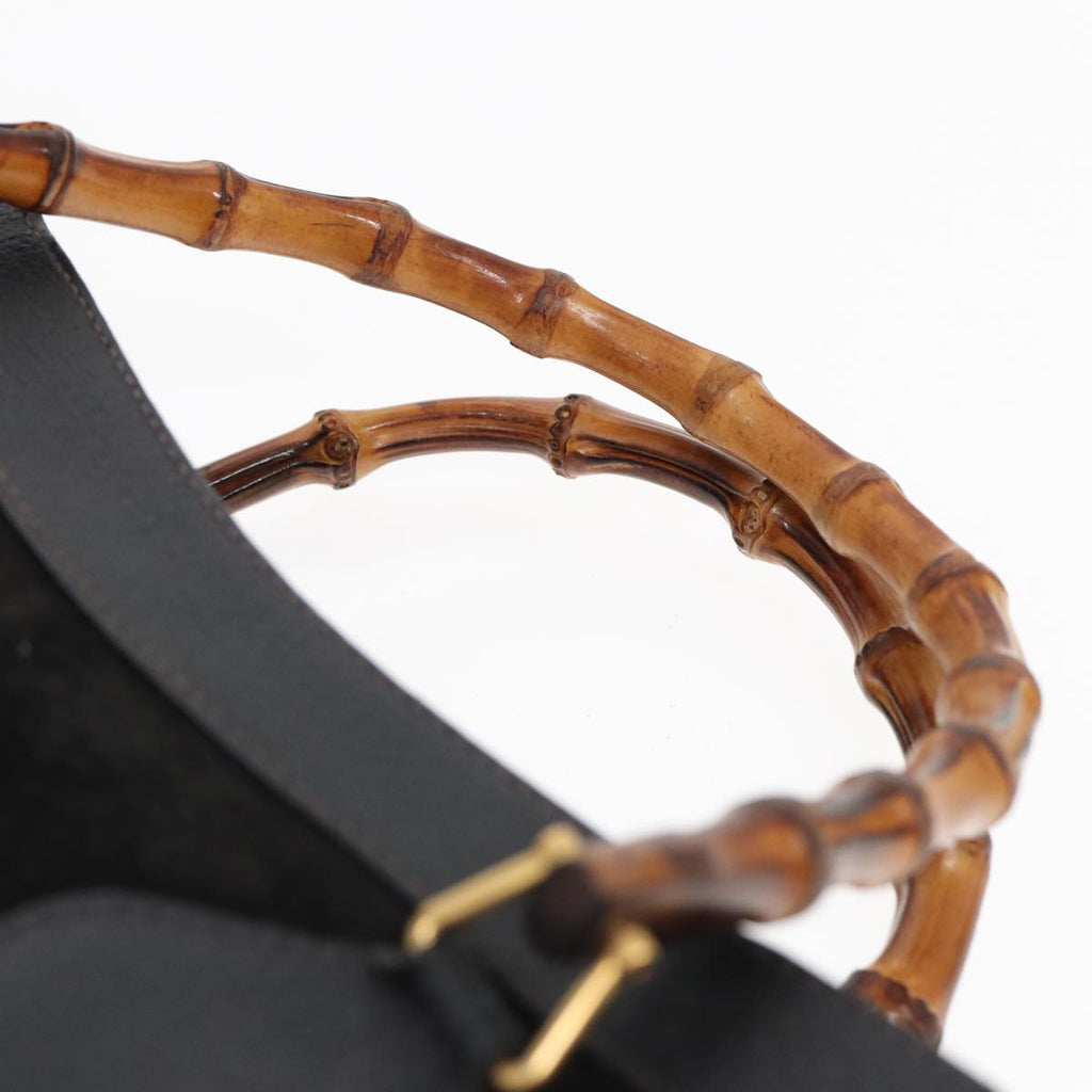 GUCCI Bamboo Hand Bag Suede Black 002 123 0260 bs16481