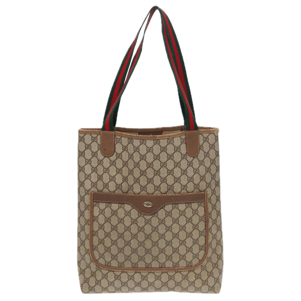 GUCCI GG Canvas Tote Bag Web Sherry Line Beige 39 02 003 bs16482