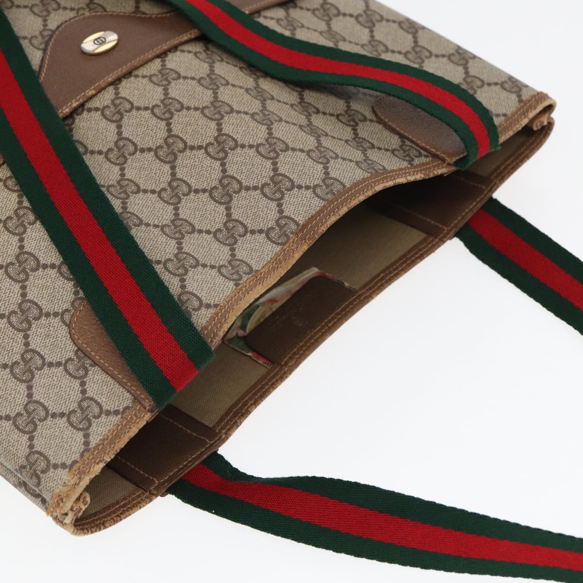 GUCCI GG Canvas Tote Bag Web Sherry Line Beige 39 02 003 bs16482