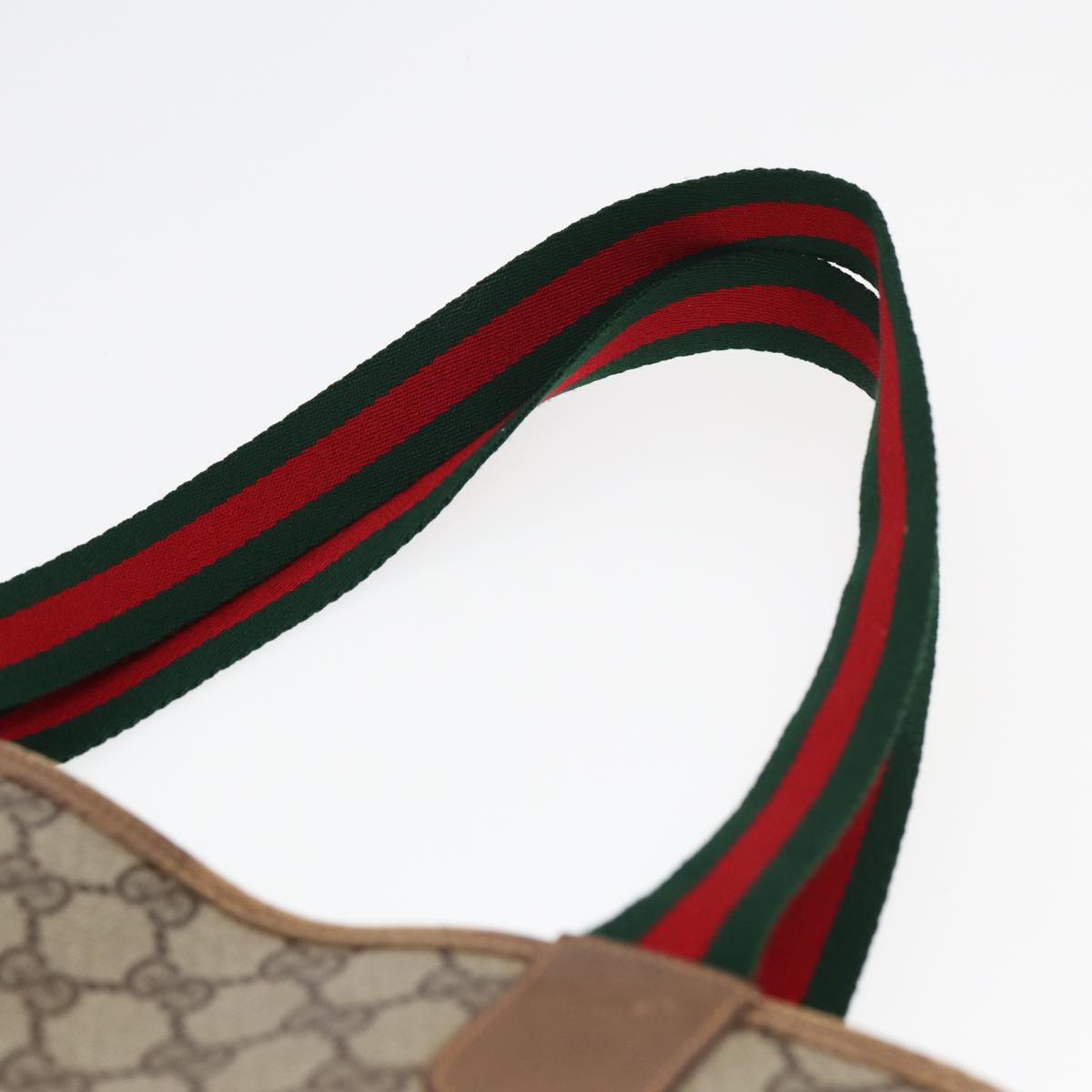 GUCCI GG Canvas Tote Bag Web Sherry Line Beige 39 02 003 bs16482