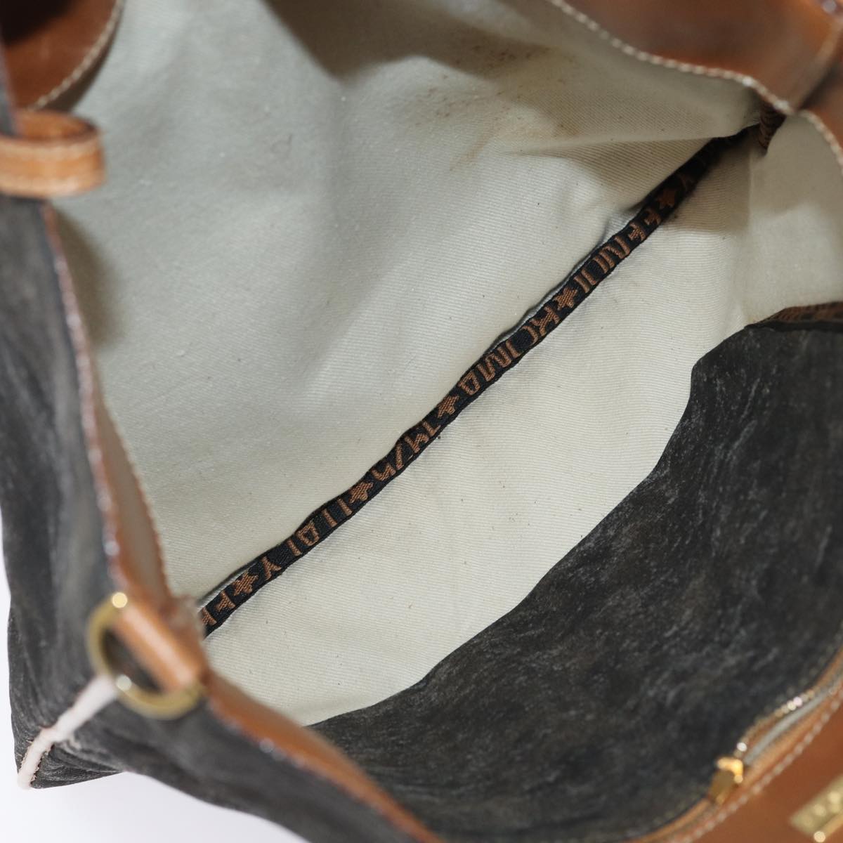 FENDI Pecan Canvas Hand Bag Canvas 4Set Black Brown bs16504