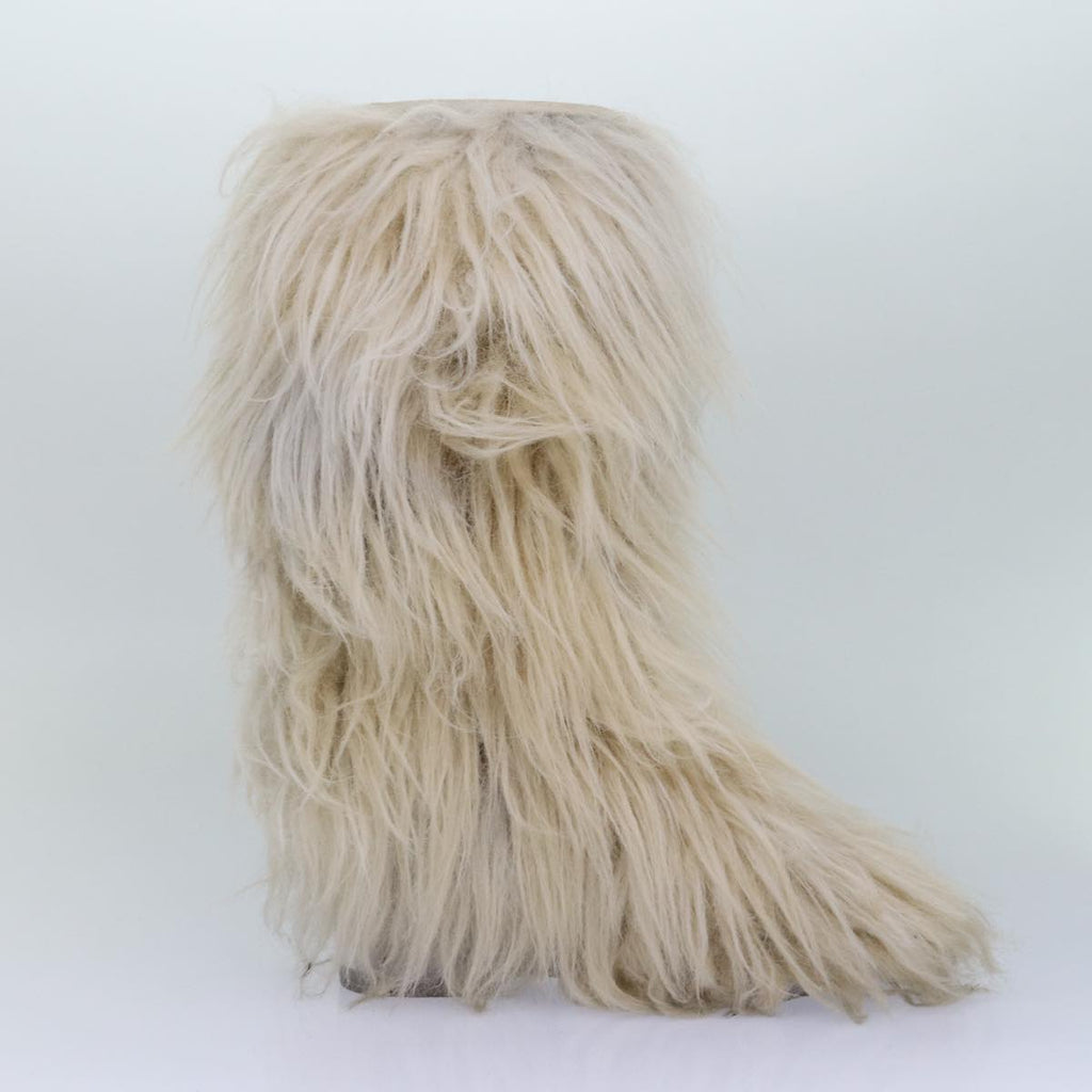 CHANEL boots Wool Beige CC bs16505