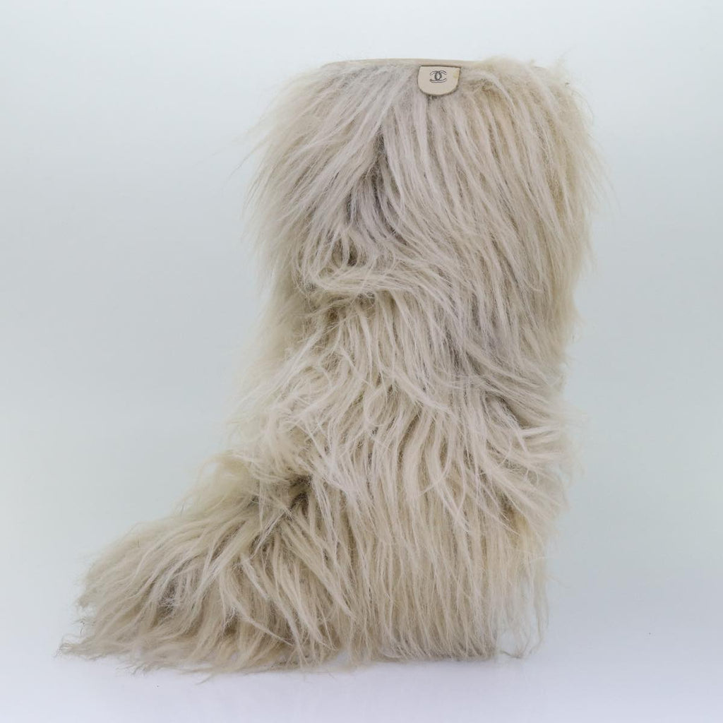 CHANEL boots Wool Beige CC bs16505