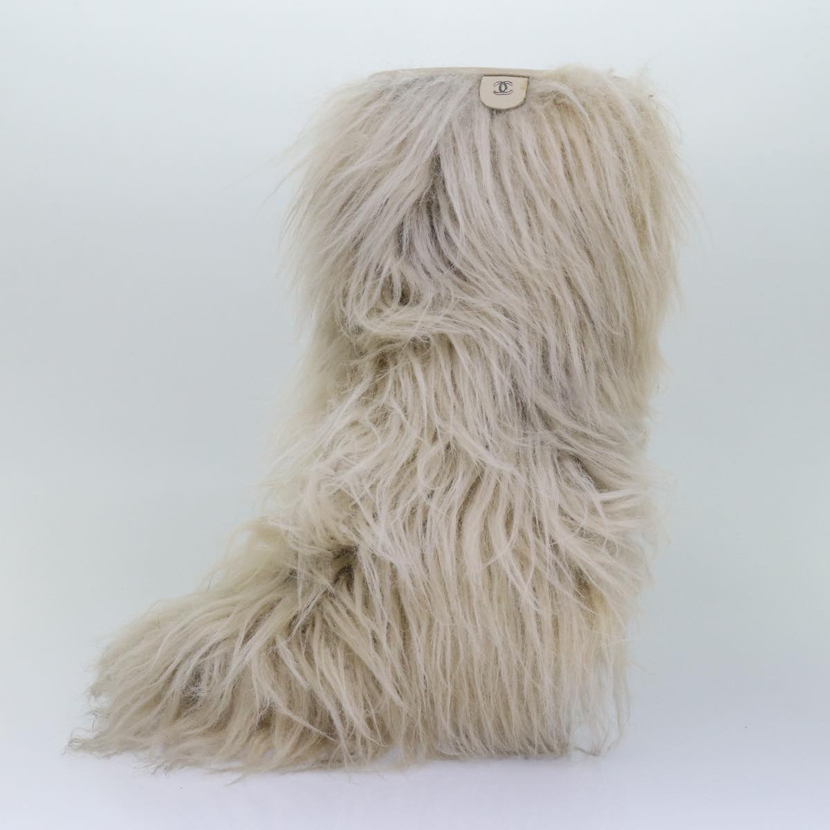 CHANEL boots Wool Beige CC bs16505