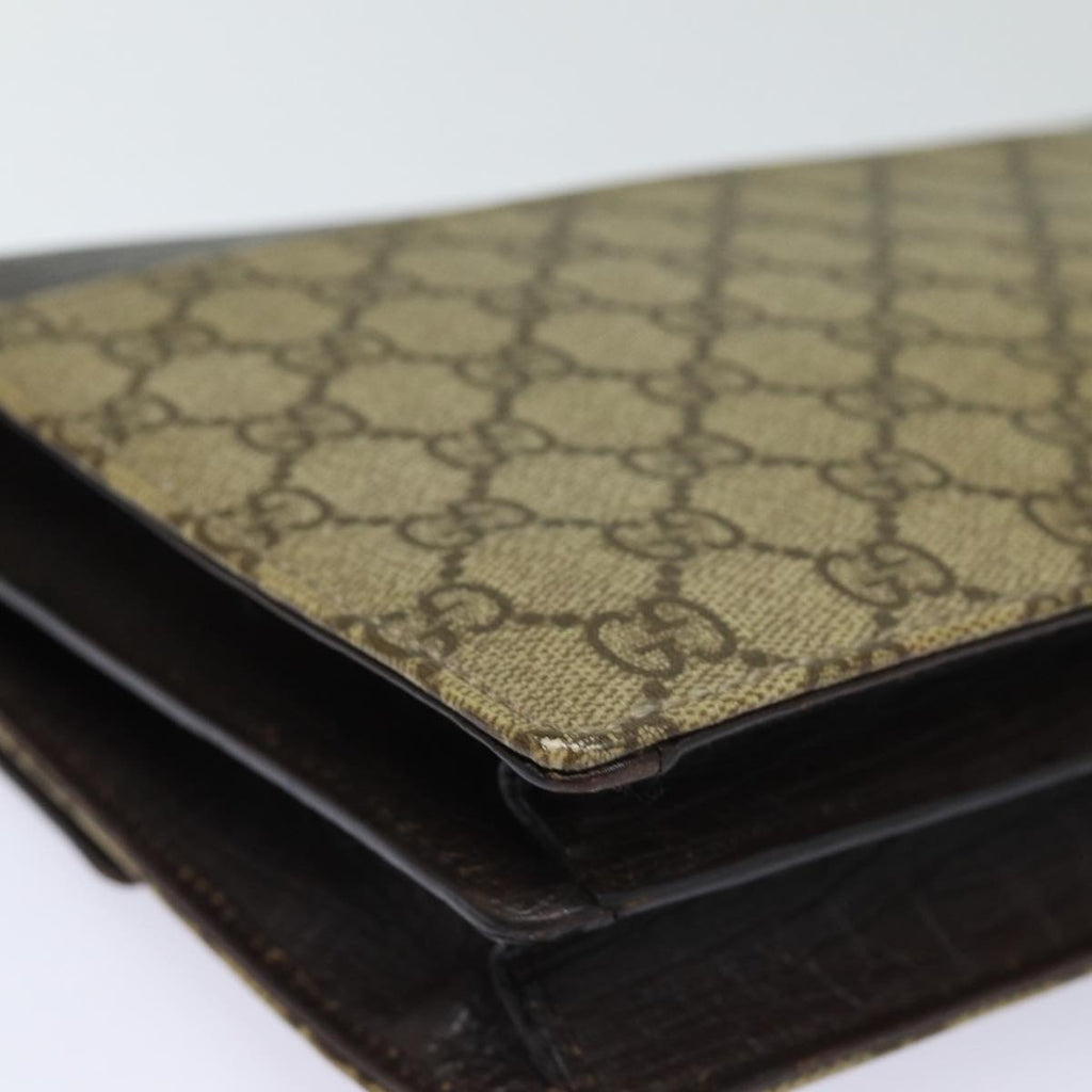 GUCCI GG Supreme Clutch Bag PVC Beige Silver 114686 bs16523