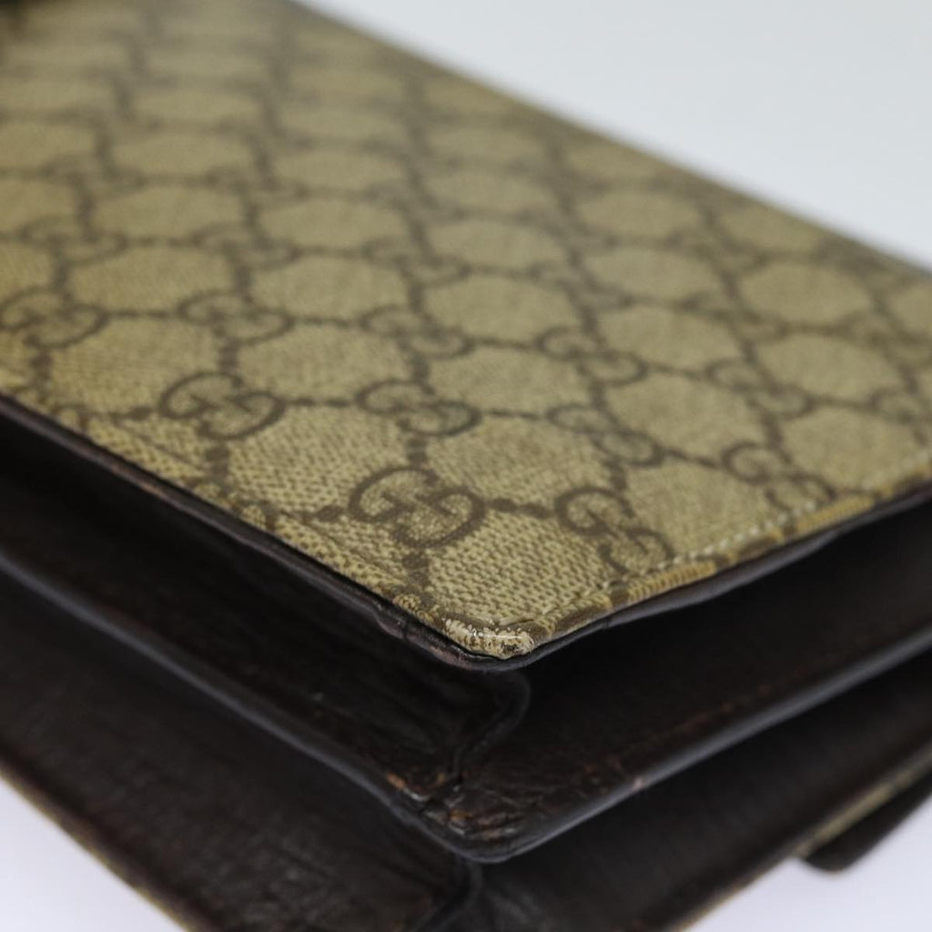 GUCCI GG Supreme Clutch Bag PVC Beige Silver 114686 bs16523