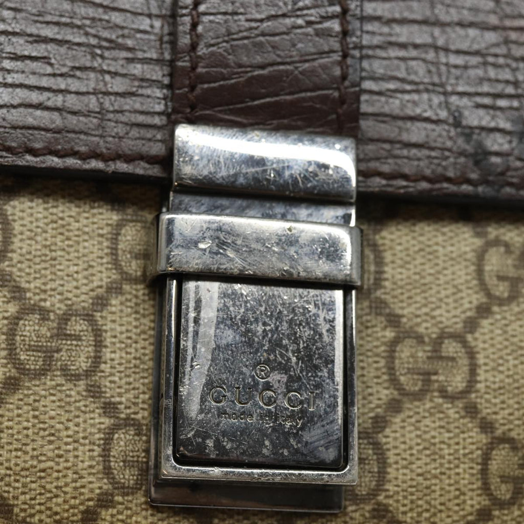 GUCCI GG Supreme Clutch Bag PVC Beige Silver 114686 bs16523