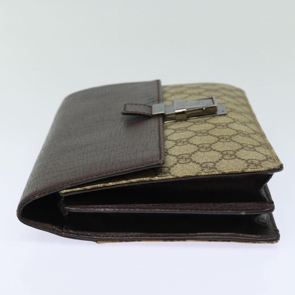 GUCCI GG Supreme Clutch Bag PVC Beige Silver 114686 bs16523