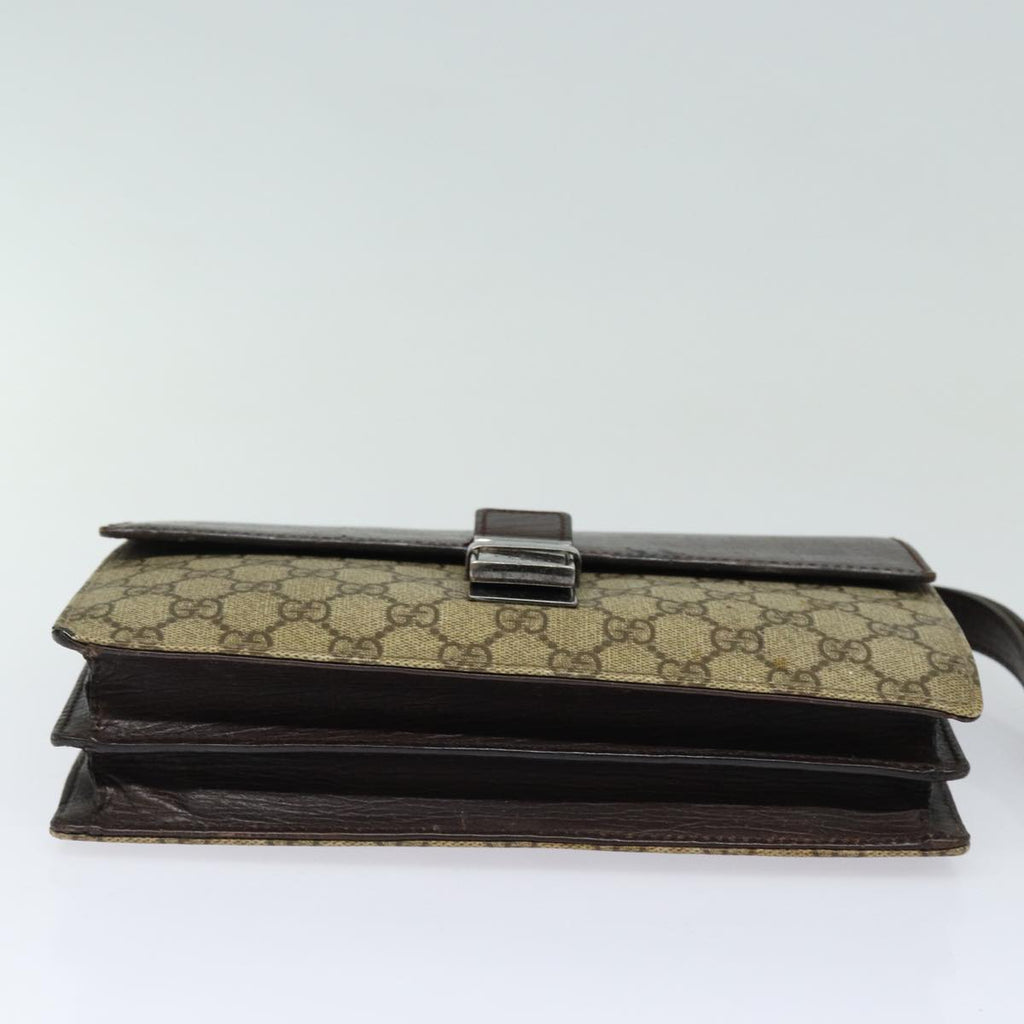 GUCCI GG Supreme Clutch Bag PVC Beige Silver 114686 bs16523