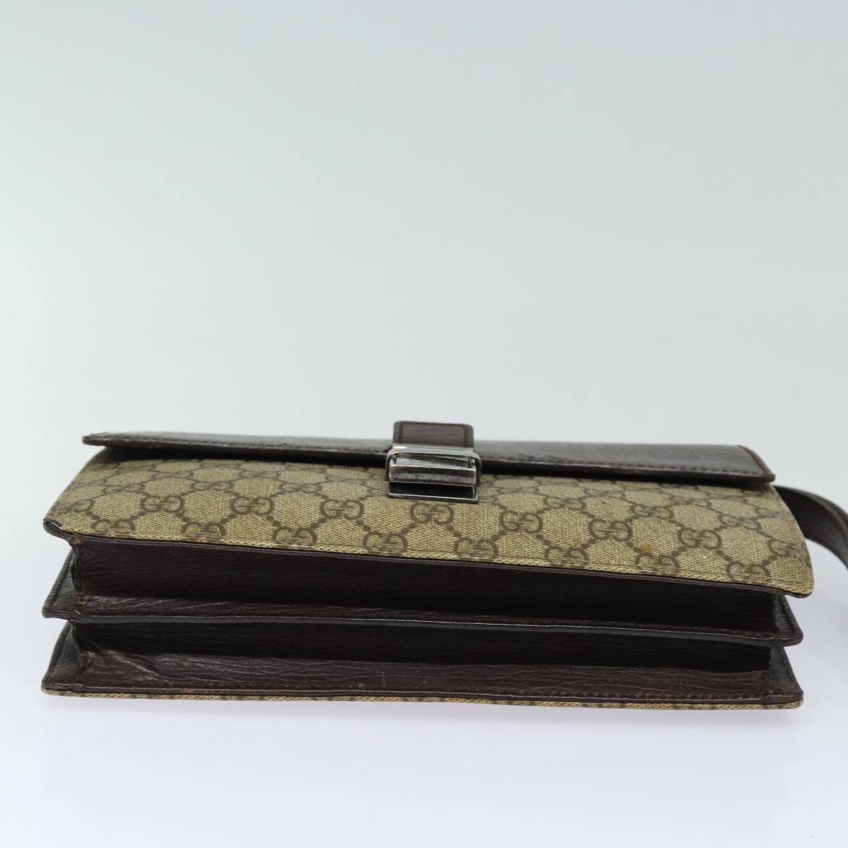 GUCCI GG Supreme Clutch Bag PVC Beige Silver 114686 bs16523