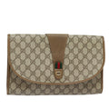 GUCCI GG Supreme Web Sherry Line Clutch Bag Beige Gold 89 01 031 bs16531