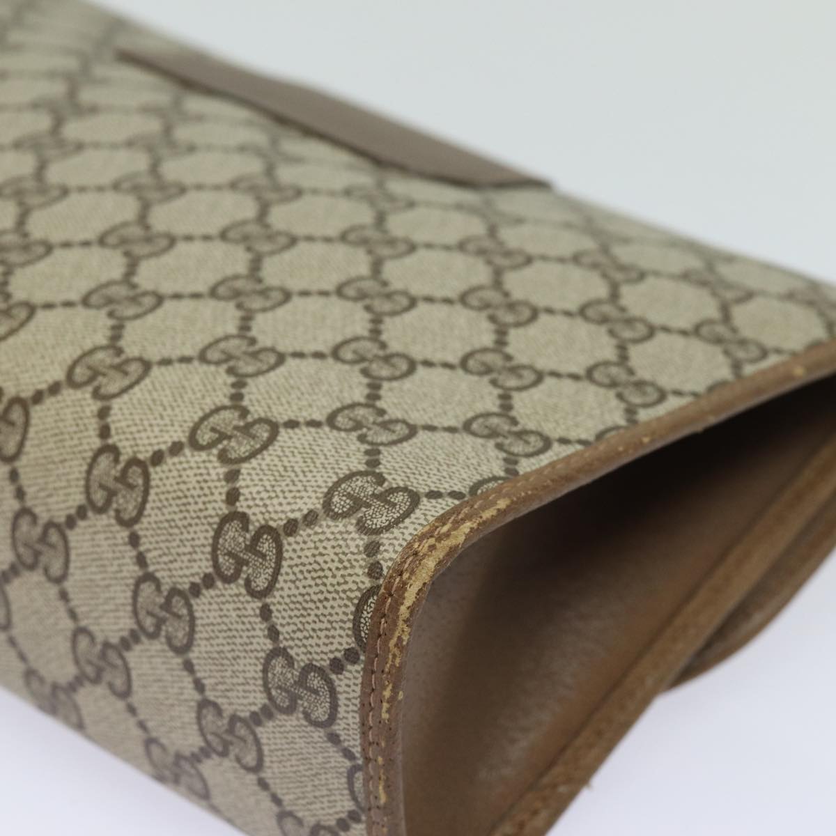 GUCCI GG Supreme Web Sherry Line Clutch Bag Beige Gold 89 01 031 bs16531