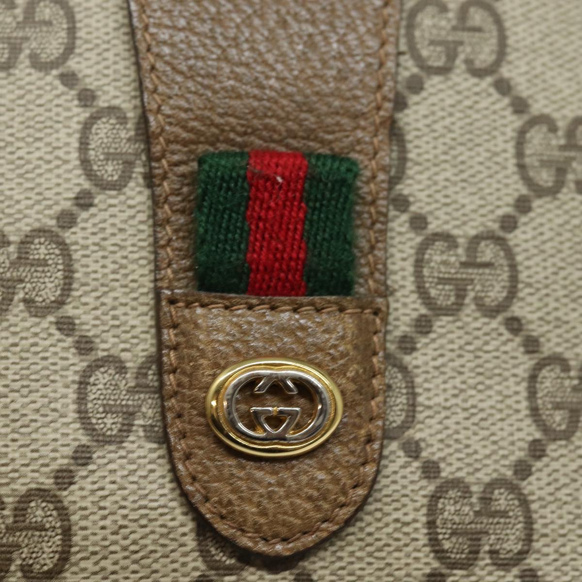 GUCCI GG Supreme Web Sherry Line Clutch Bag Beige Gold 89 01 031 bs16531