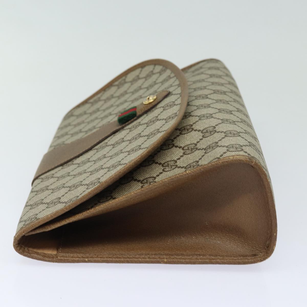 GUCCI GG Supreme Web Sherry Line Clutch Bag Beige Gold 89 01 031 bs16531