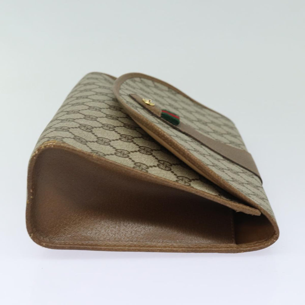 GUCCI GG Supreme Web Sherry Line Clutch Bag Beige Gold 89 01 031 bs16531