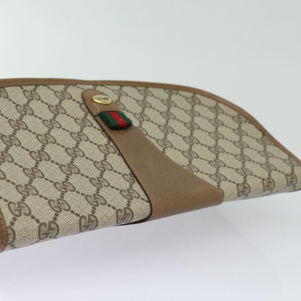 GUCCI GG Supreme Web Sherry Line Clutch Bag Beige Gold 89 01 031 bs16531