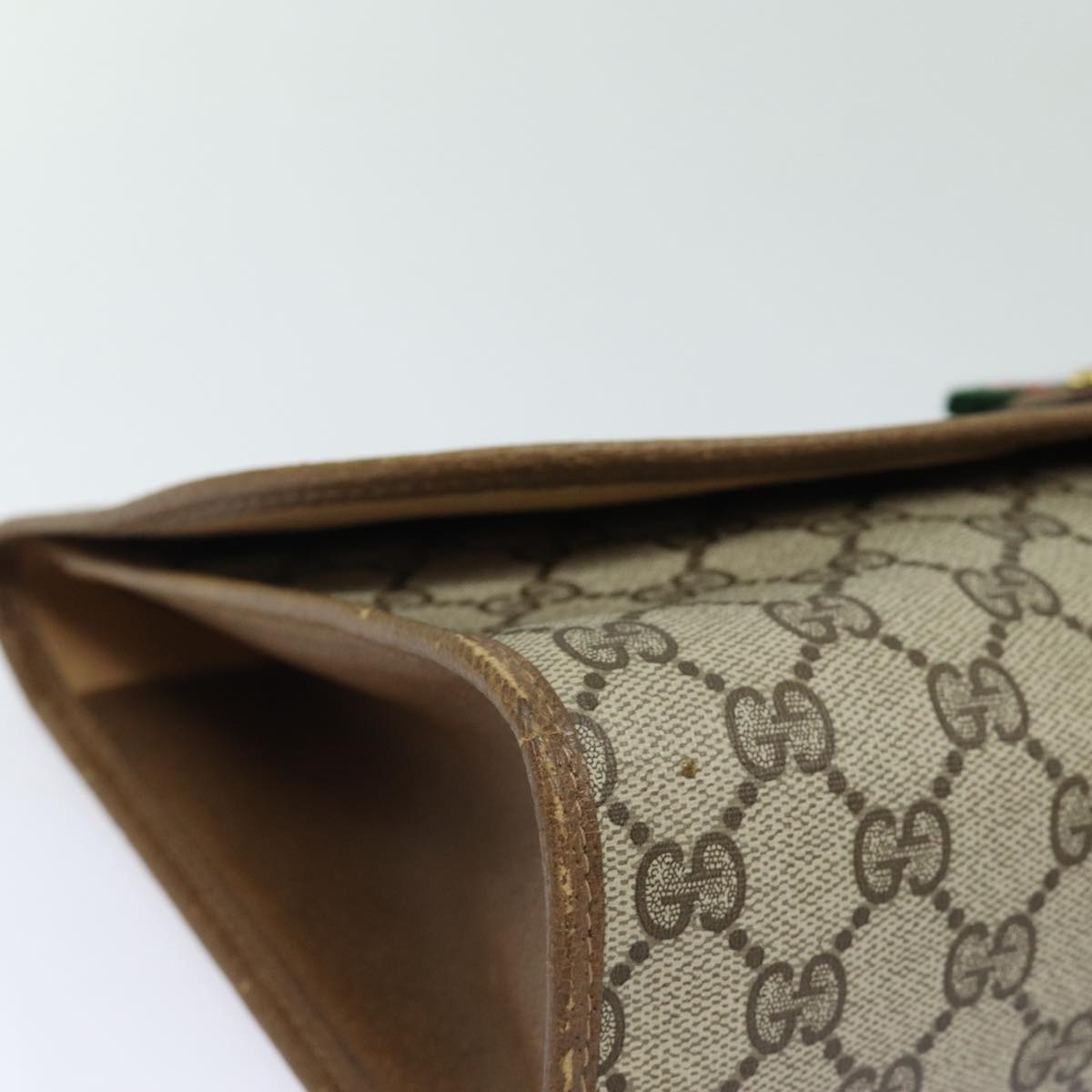GUCCI GG Supreme Web Sherry Line Clutch Bag Beige Gold 89 01 031 bs16531