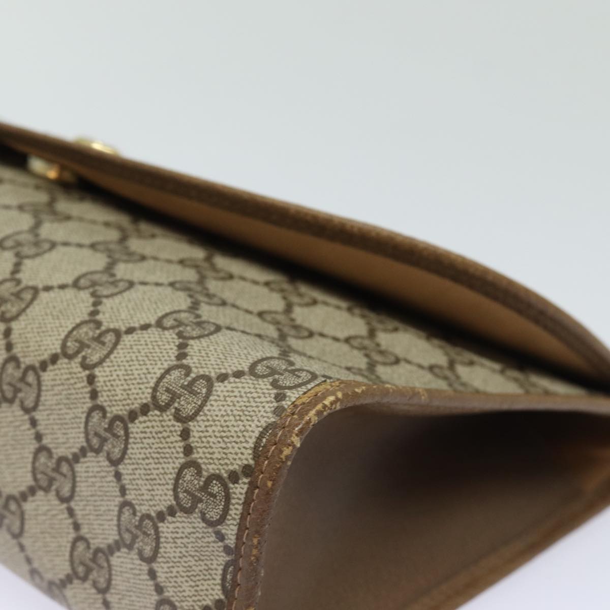 GUCCI GG Supreme Web Sherry Line Clutch Bag Beige Gold 89 01 031 bs16531