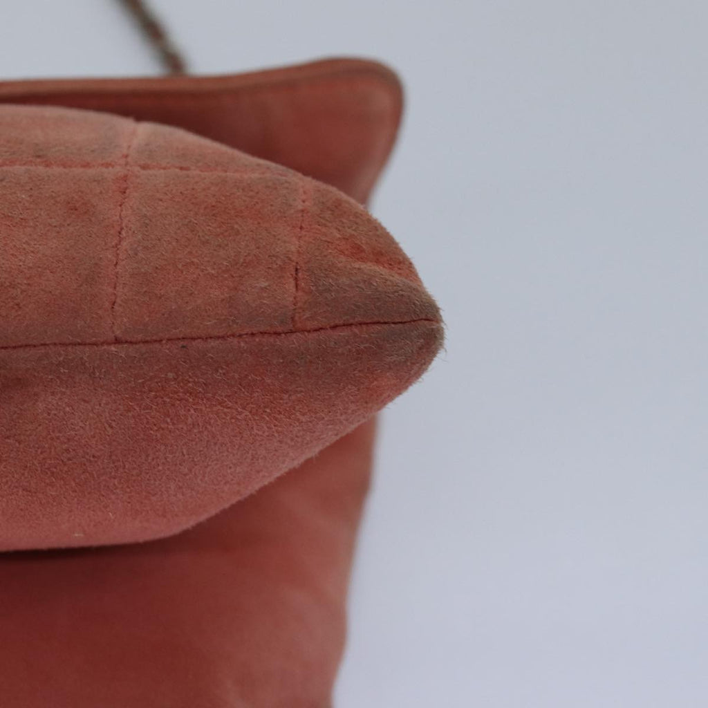 CHANEL Choco Bar Chain Hand Bag Suede Orange CC bs16570