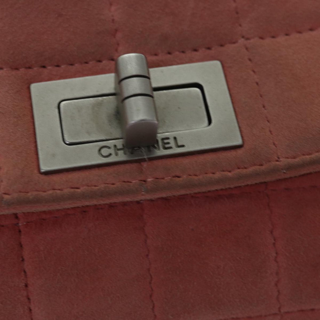 CHANEL Choco Bar Chain Hand Bag Suede Orange CC bs16570
