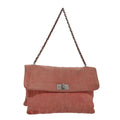 CHANEL Choco Bar Chain Hand Bag Suede Orange CC bs16570