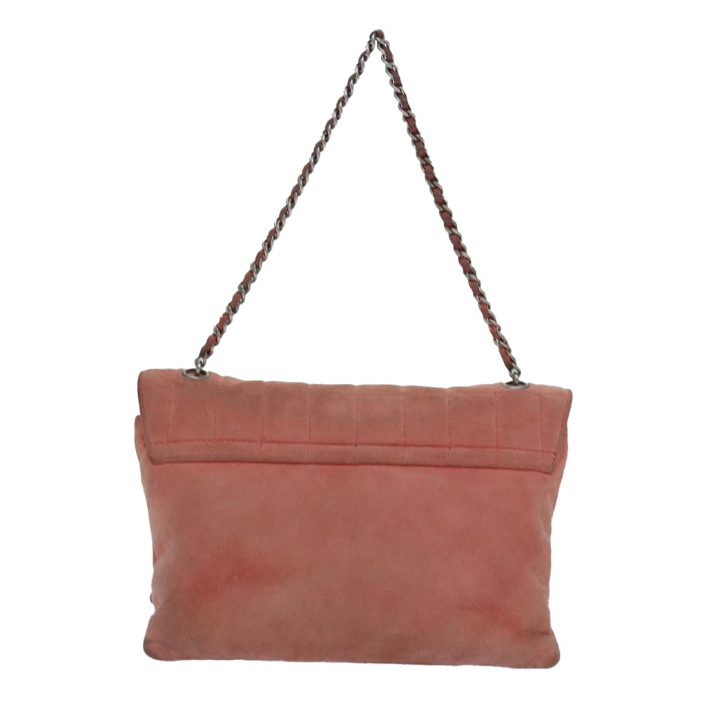 CHANEL Choco Bar Chain Hand Bag Suede Orange CC bs16570