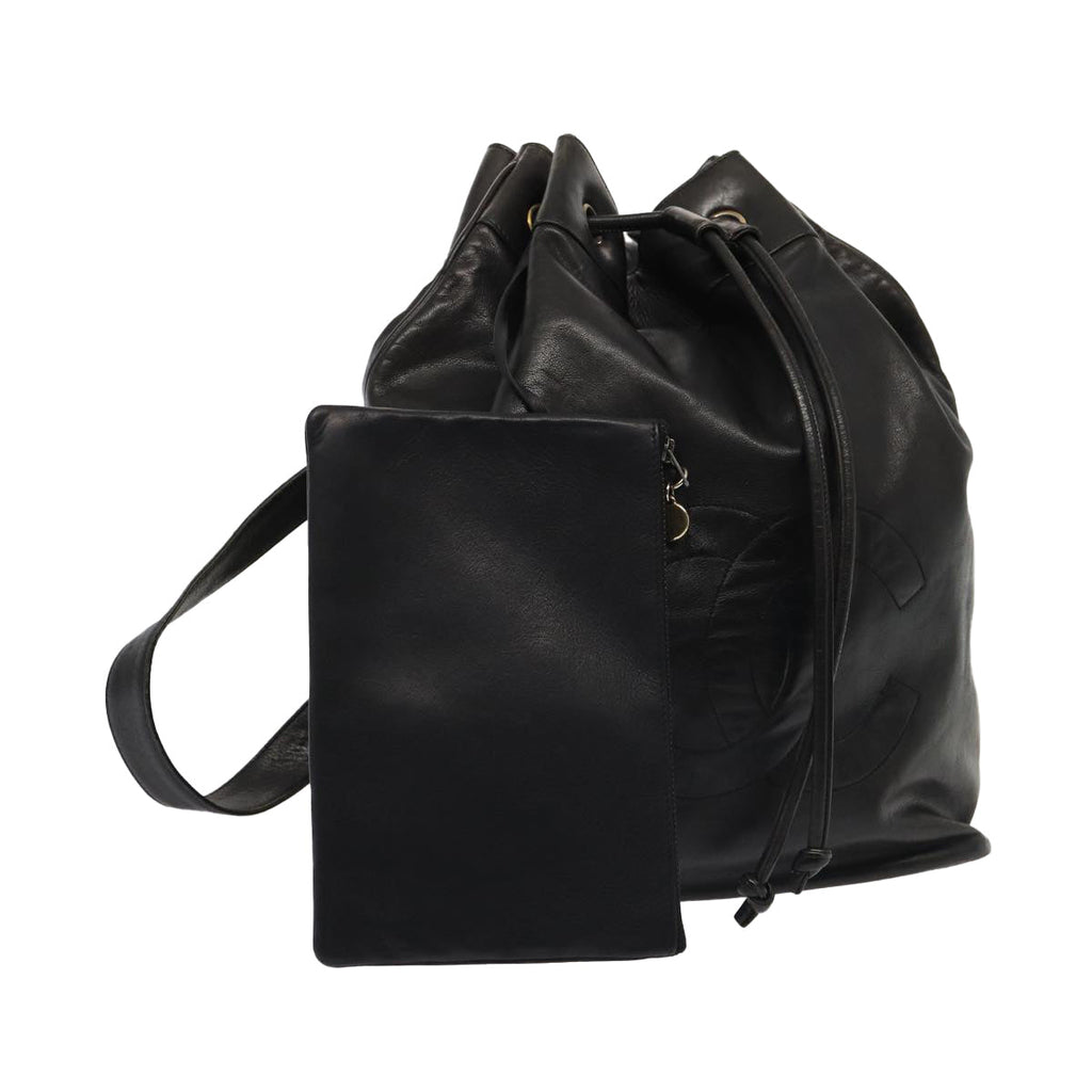 CHANEL COCO Mark Purse Shoulder Bag Lamb Skin Black CC bs16571