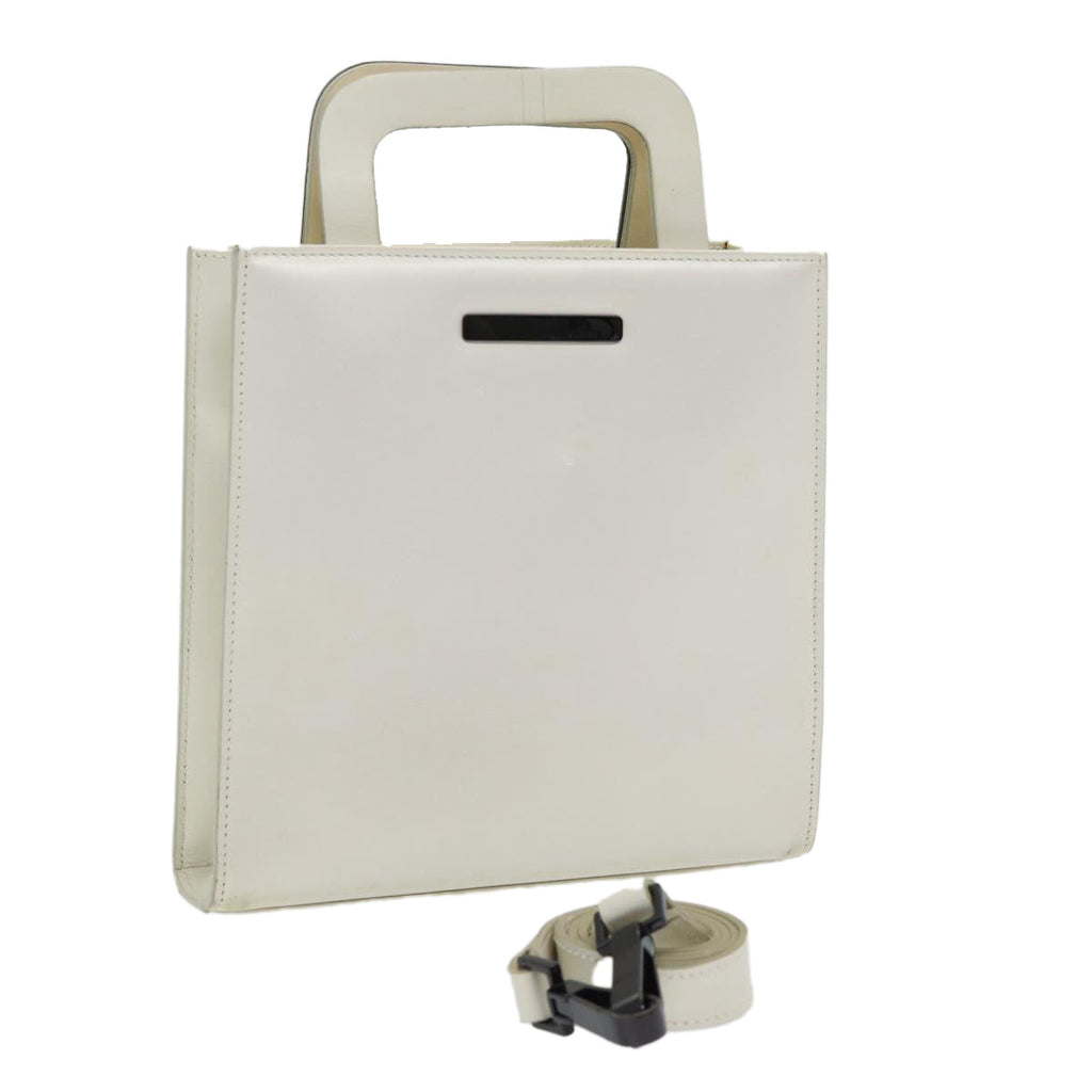 GUCCI Hand Bag Leather 2way White bs16589
