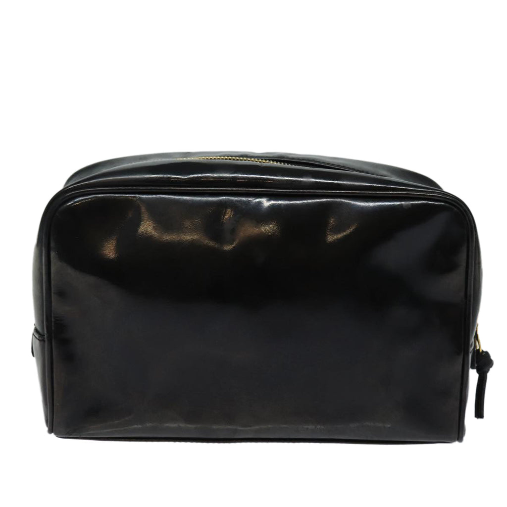 CHANEL COCO Mark Vanity Cosmetic Pouch Enamel Black Gold CC bs16594