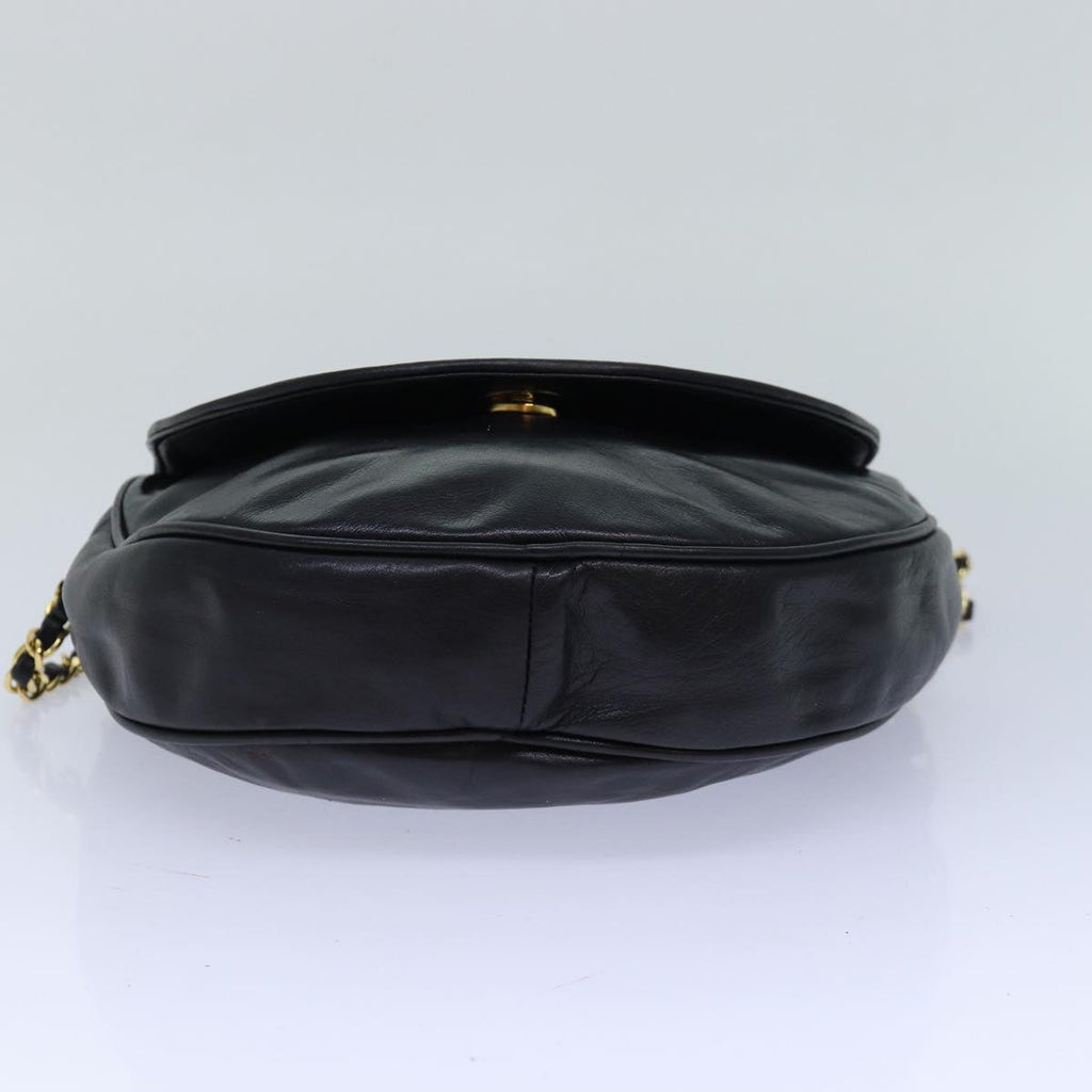 CHANEL Matelasse Chain Shoulder Bag Lamb Skin Black CC bs16595