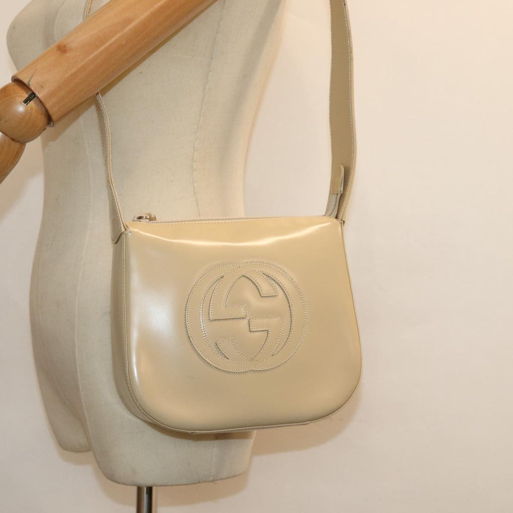 GUCCI Shoulder Bag Enamel Beige Silver 007 2046 0250 bs16623