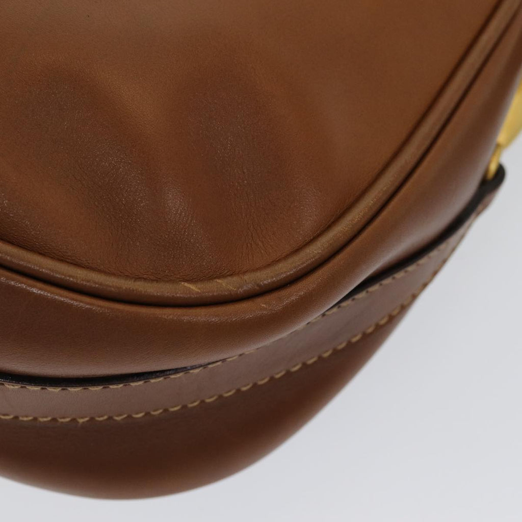 GUCCI Horsebit Shoulder Bag Leather Brown Gold 007 090 0213 bs16624