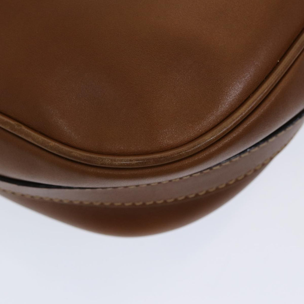GUCCI Horsebit Shoulder Bag Leather Brown Gold 007 090 0213 bs16624