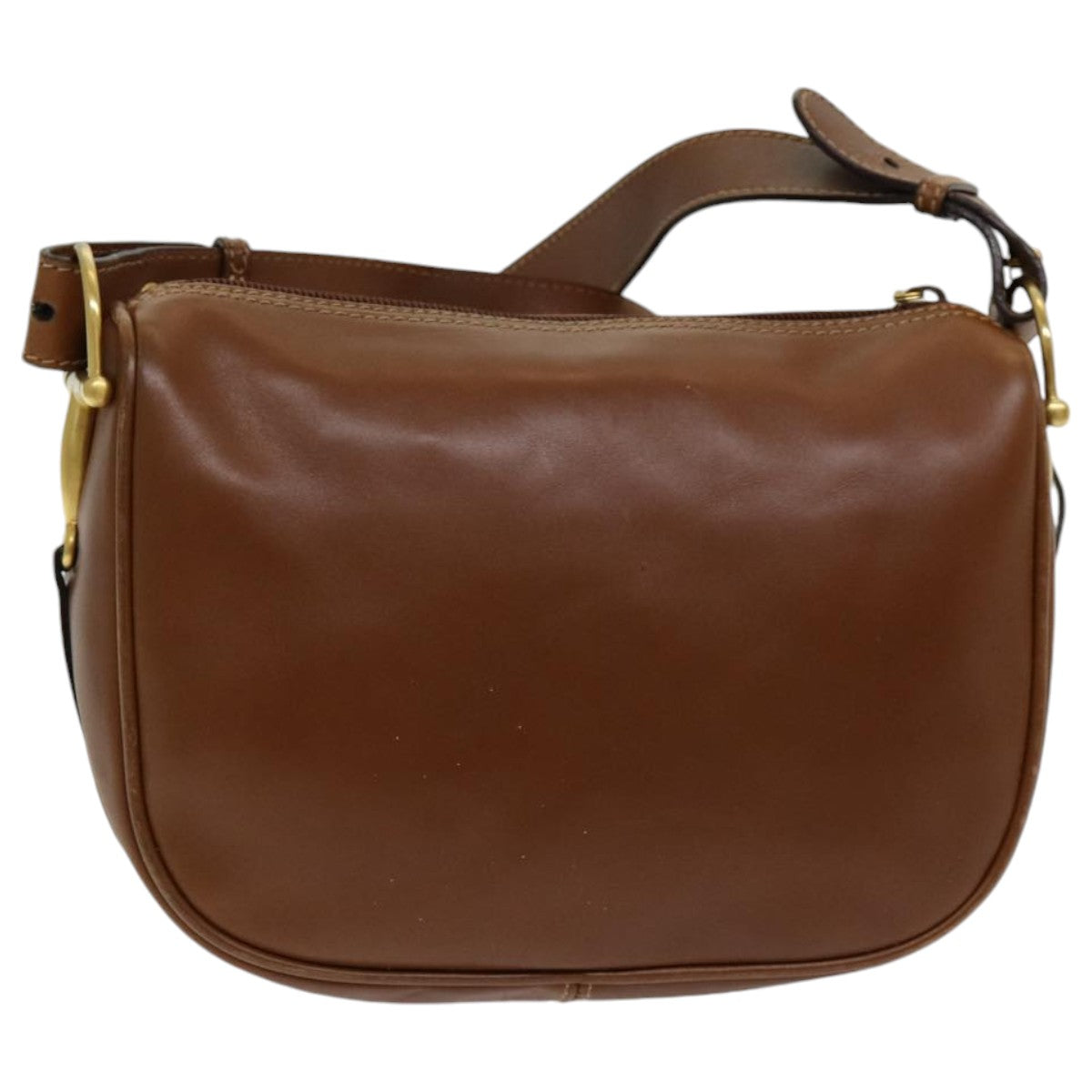 GUCCI Horsebit Shoulder Bag Leather Brown Gold 007 090 0213 bs16624