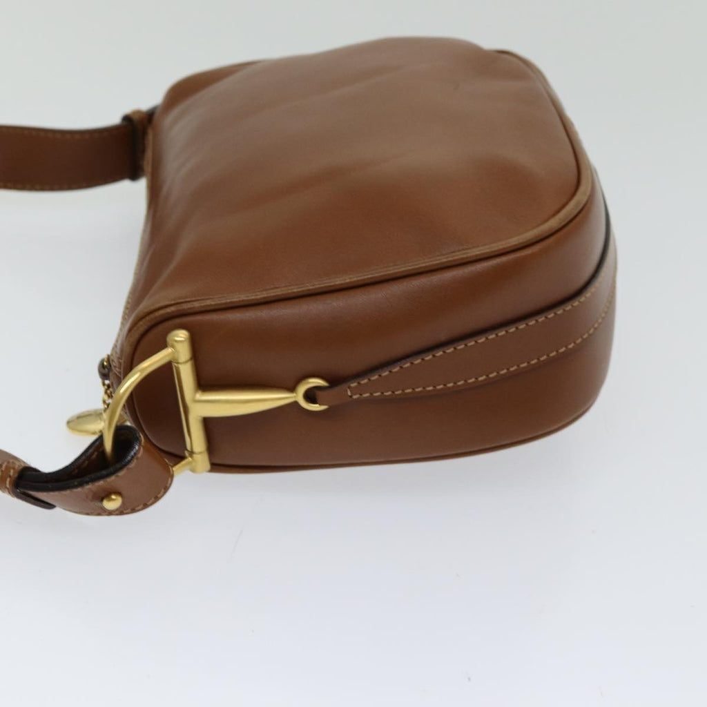 GUCCI Horsebit Shoulder Bag Leather Brown Gold 007 090 0213 bs16624