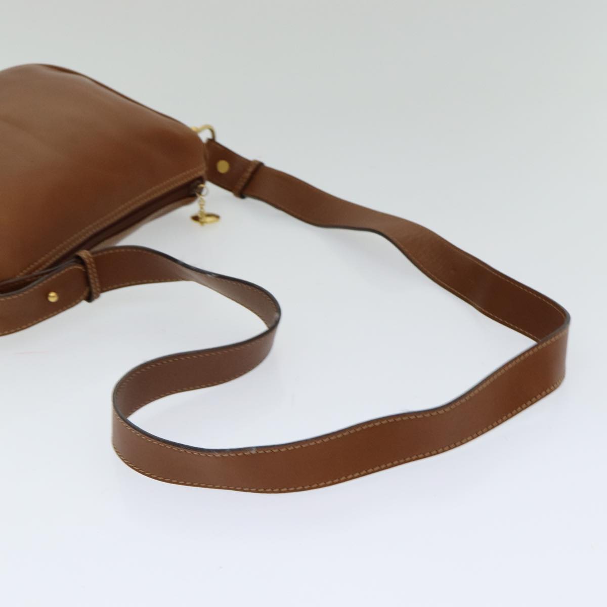 GUCCI Horsebit Shoulder Bag Leather Brown Gold 007 090 0213 bs16624