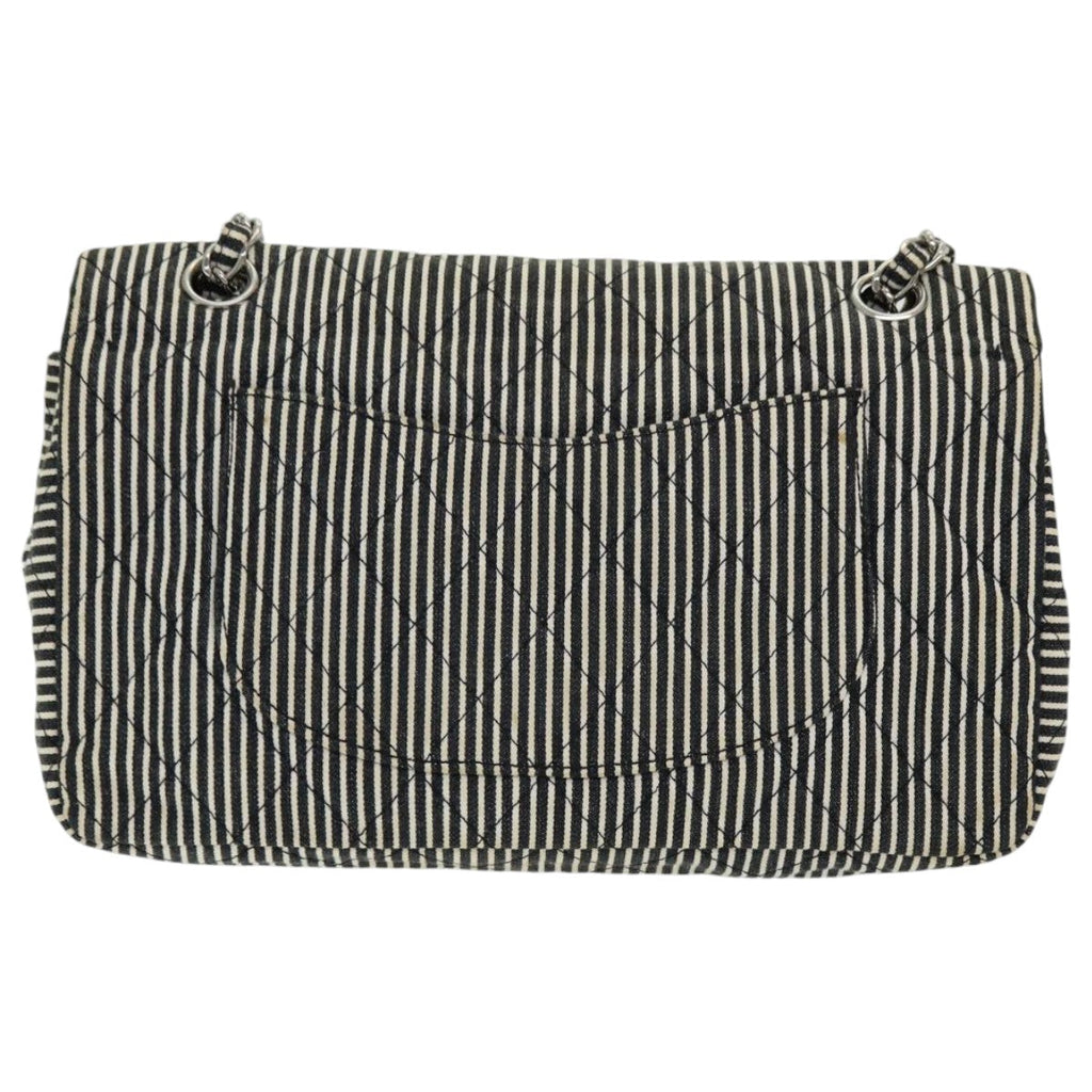 CHANEL Matelasse Turn Lock Chain Hand Bag Canvas Black Silver CC bs16629