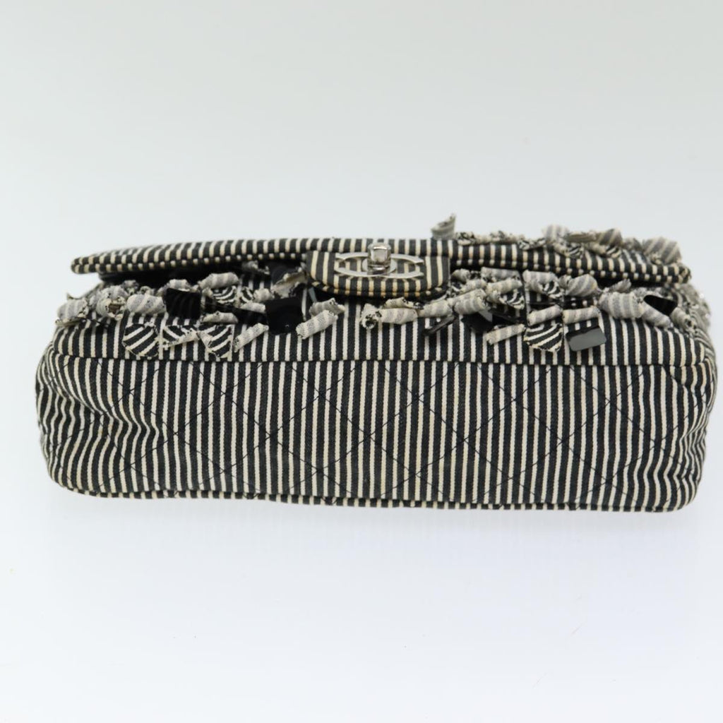 CHANEL Matelasse Turn Lock Chain Hand Bag Canvas Black Silver CC bs16629