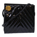 CHANEL V stitch COCO Mark Shoulder Bag Enamel Black CC bs16640