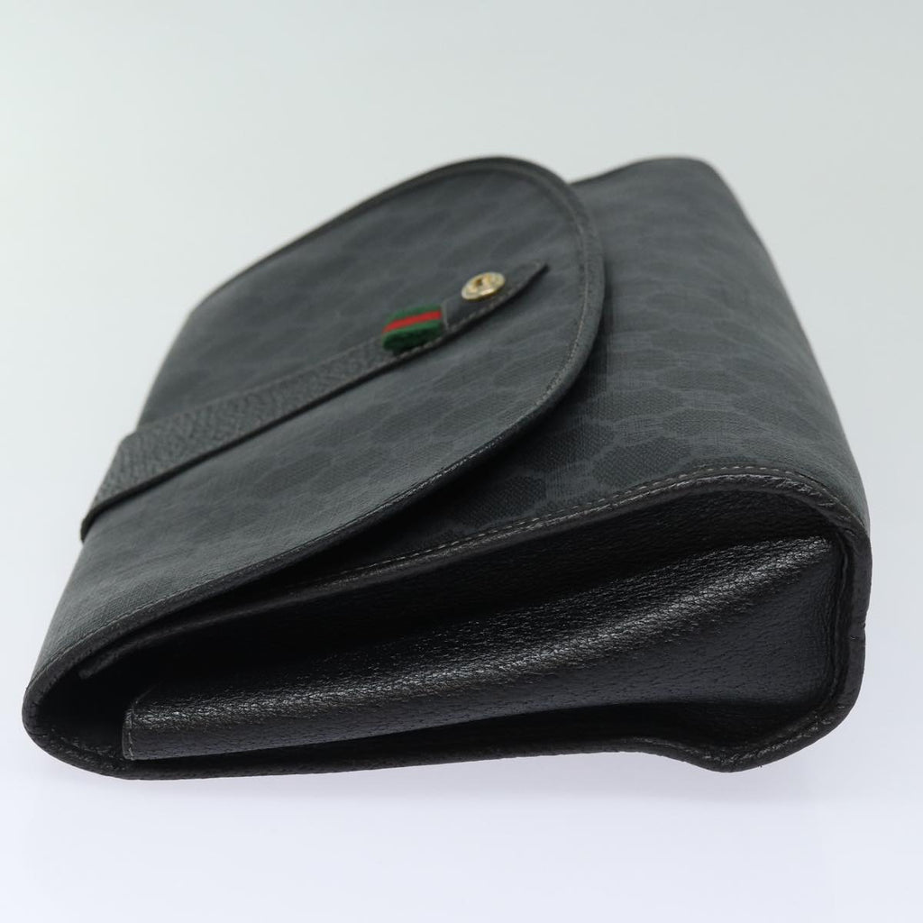 GUCCI GG Supreme Web Sherry Line Clutch Bag Black Gold 156 01 031 bs16653