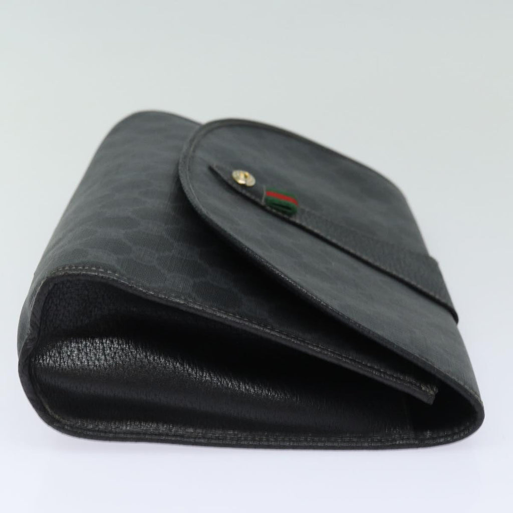 GUCCI GG Supreme Web Sherry Line Clutch Bag Black Gold 156 01 031 bs16653