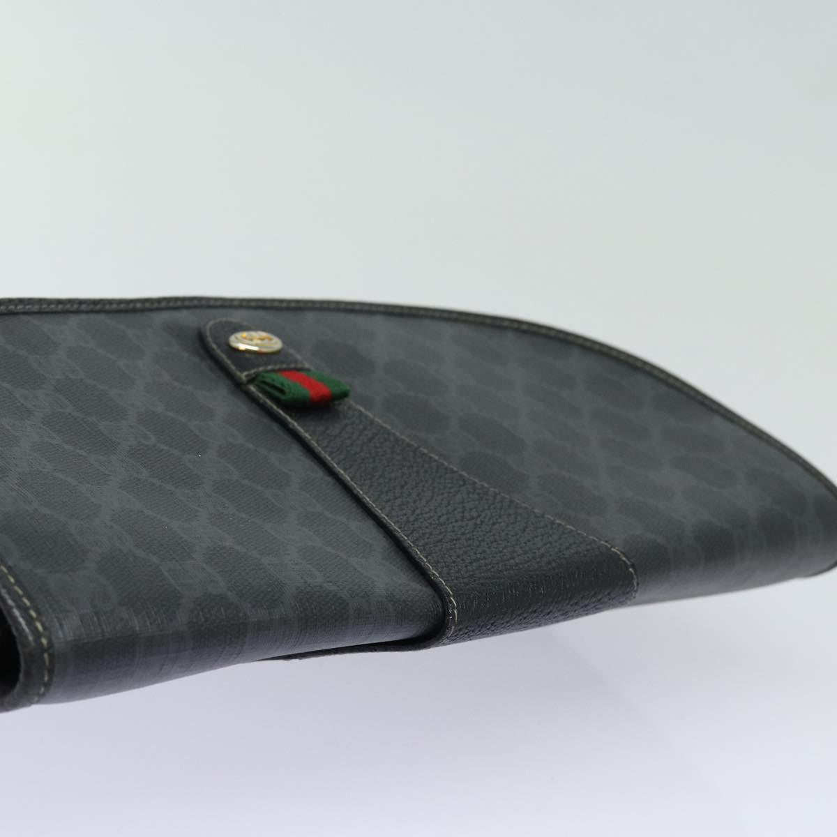 GUCCI GG Supreme Web Sherry Line Clutch Bag Black Gold 156 01 031 bs16653