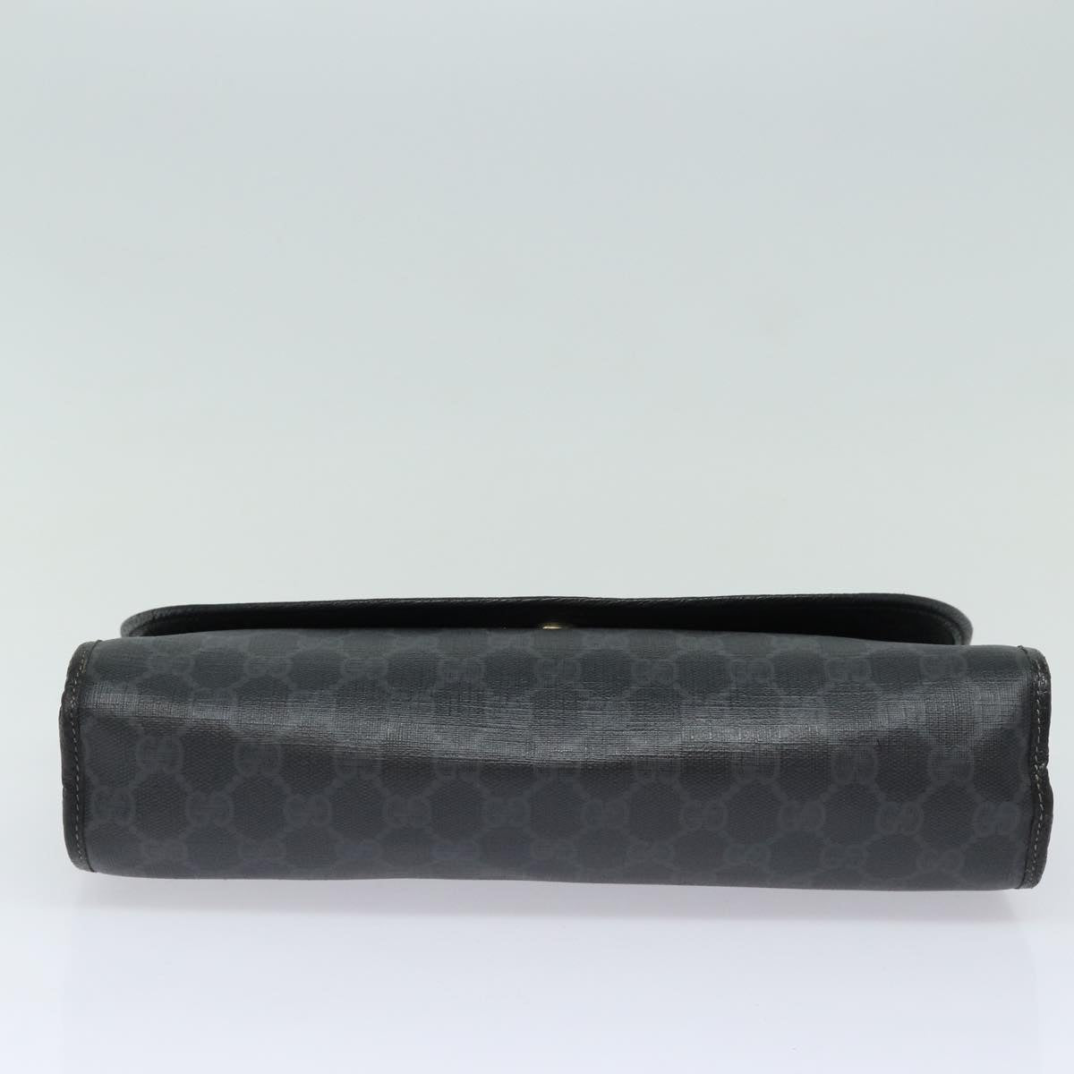 GUCCI GG Supreme Web Sherry Line Clutch Bag Black Gold 156 01 031 bs16653