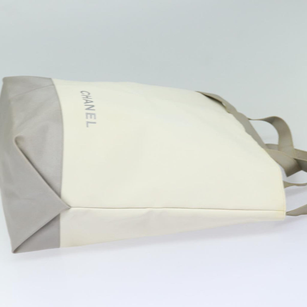 CHANEL Tote Bag Leather 2way White Silver CC bs16701