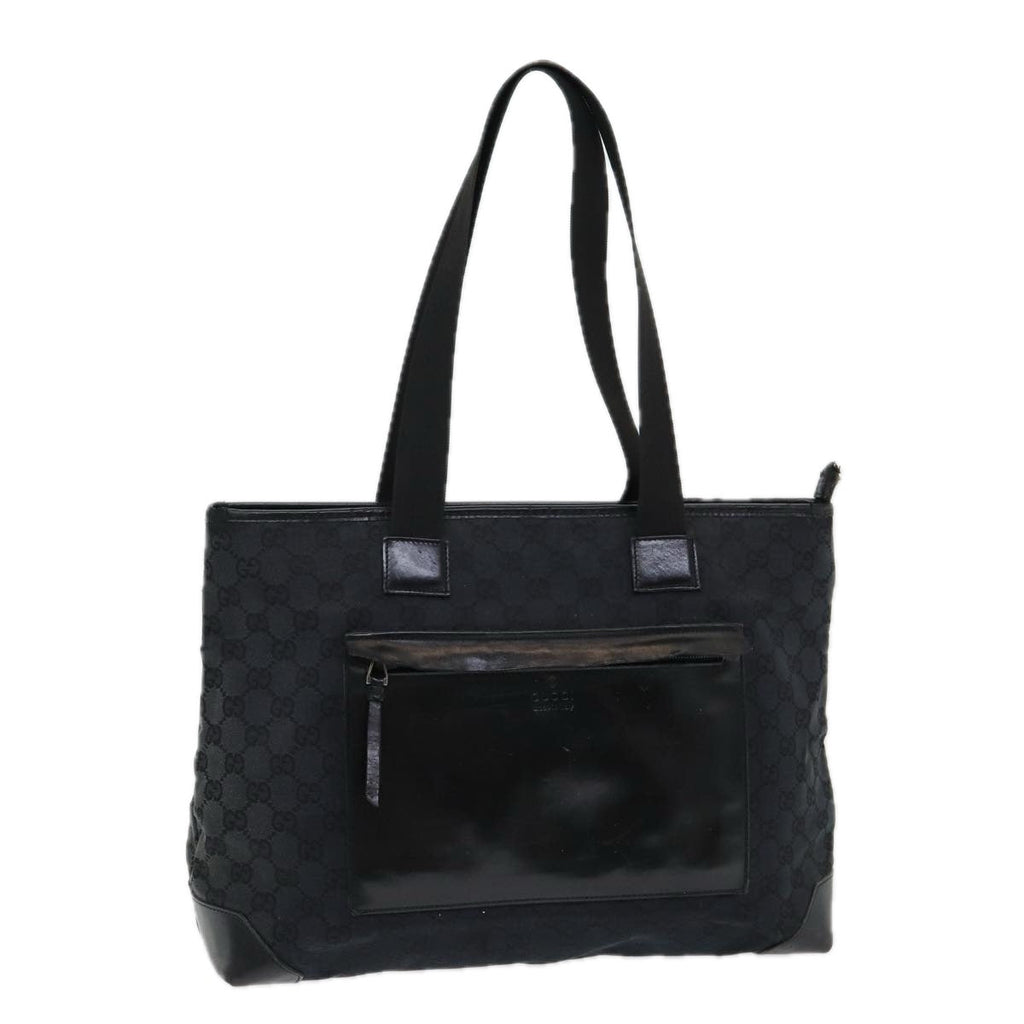 GUCCI GG Canvas Tote Bag Leather Black Silver 019 0426 2404 bs16708