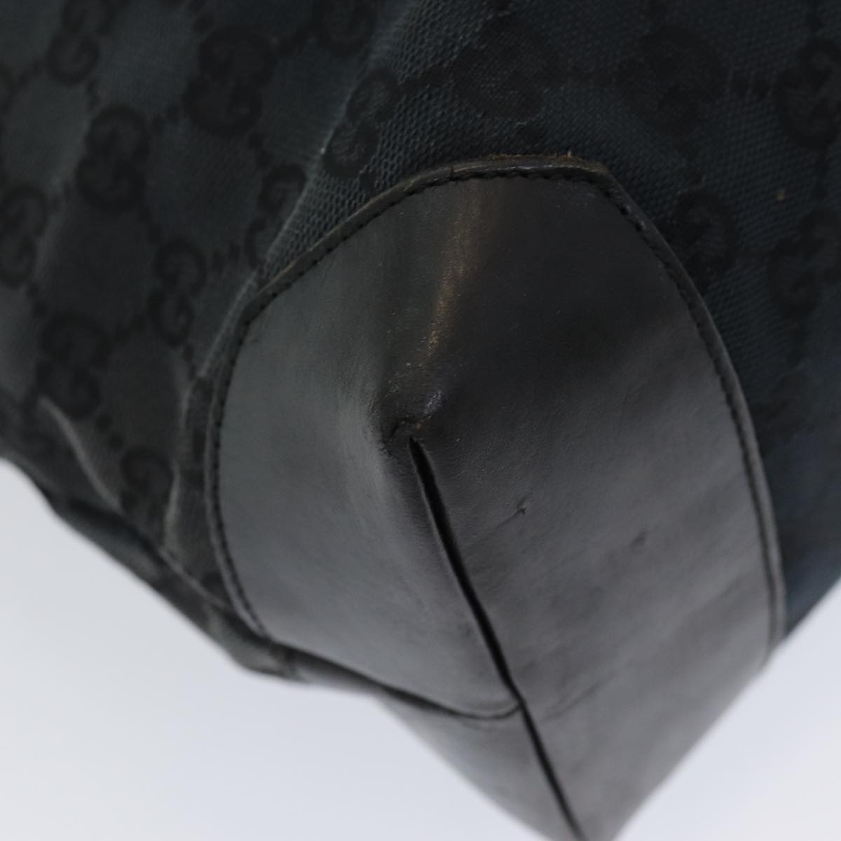 GUCCI GG Canvas Tote Bag Leather Black Silver 019 0426 2404 bs16708