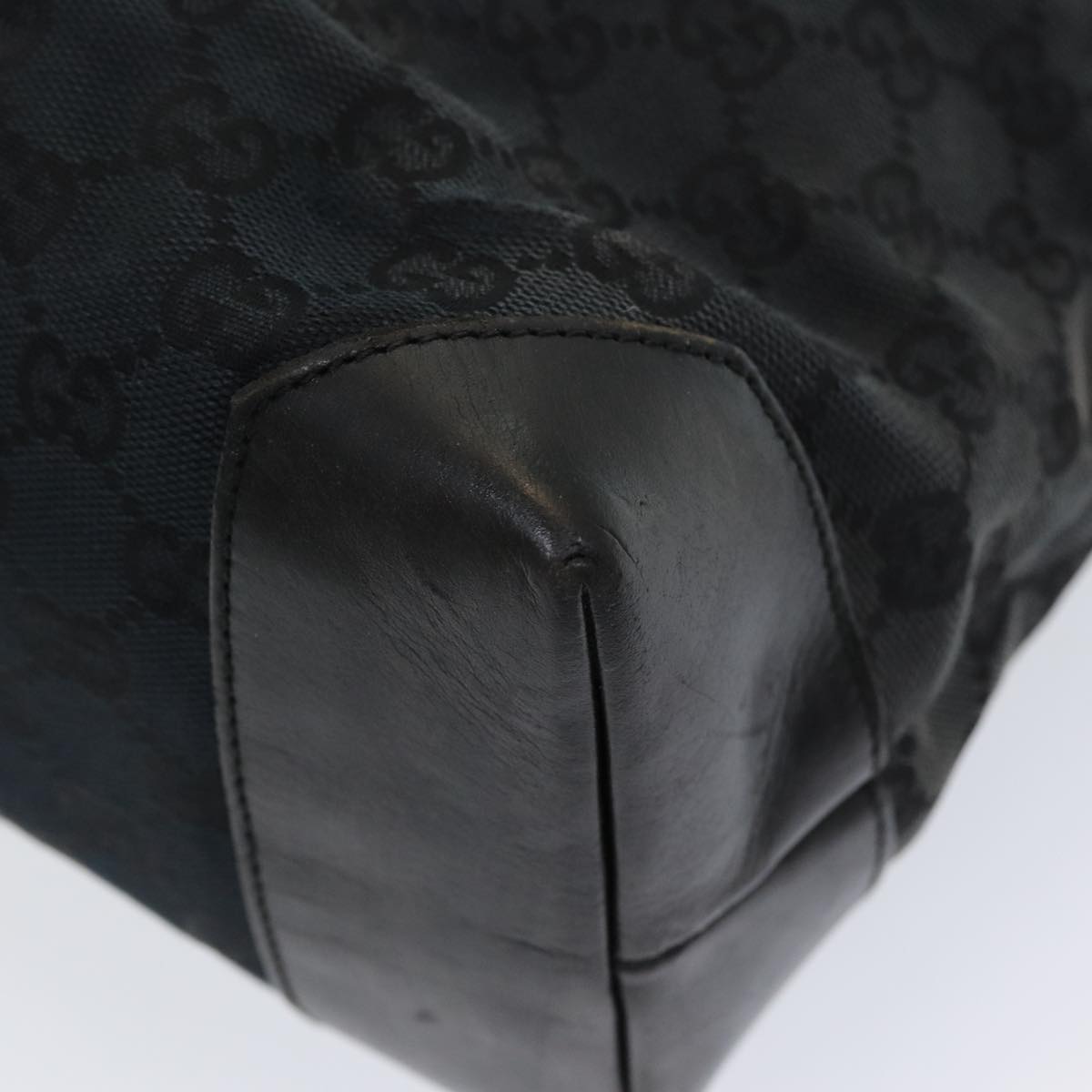GUCCI GG Canvas Tote Bag Leather Black Silver 019 0426 2404 bs16708