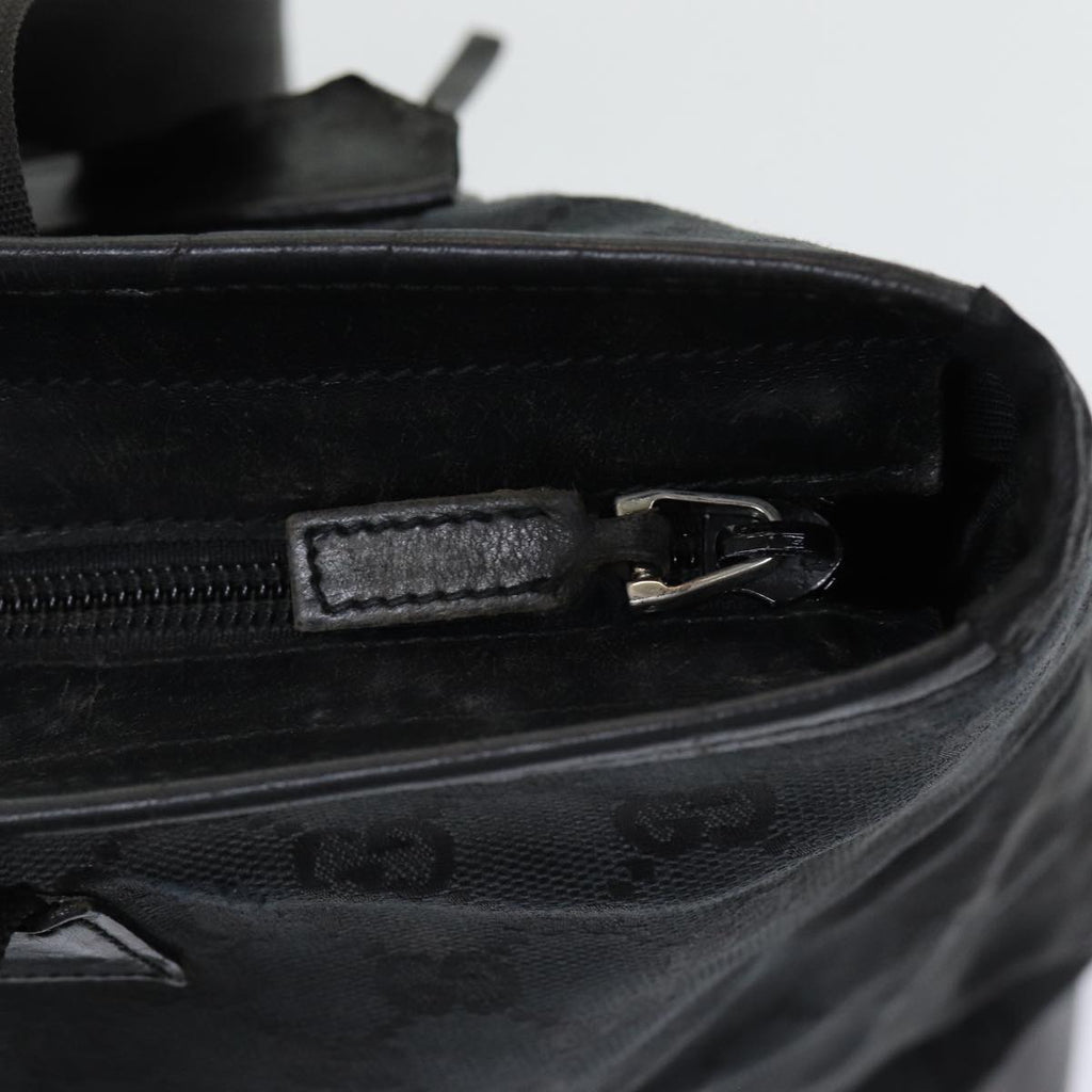 GUCCI GG Canvas Tote Bag Leather Black Silver 019 0426 2404 bs16708